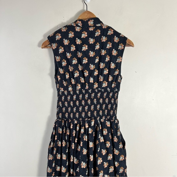 Anthropologie The Tommie Cap-Sleeve Smocked Front-Zip Jumpsuit: Jacquard Edition - Picture 8 of 16